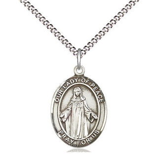 Sterling Silver Our Lady of Peace Medal Religious Jewelry Engraved Catholic Saint Jewelry
