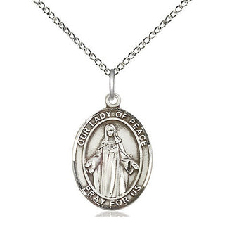 Sterling Silver Our Lady of Peace Medal Religious Jewelry Engraved Catholic Saint Jewelry