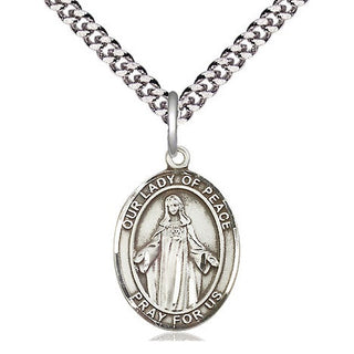 Sterling Silver Our Lady of Peace Medal Religious Jewelry Engraved Catholic Saint Jewelry