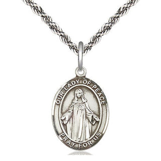 Sterling Silver Our Lady of Peace Medal Religious Jewelry Engraved Catholic Saint Jewelry
