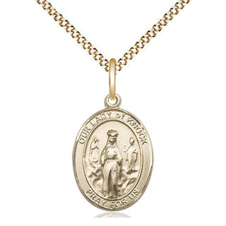 14kt Gold Filled Our Lady of Knock Medal Religious Jewelry Engraved Catholic Saint Jewelry