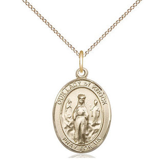 14kt Gold Filled Our Lady of Knock Medal Religious Jewelry Engraved Catholic Saint Jewelry