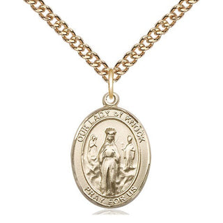 14kt Gold Filled Our Lady of Knock Medal Religious Jewelry Engraved Catholic Saint Jewelry