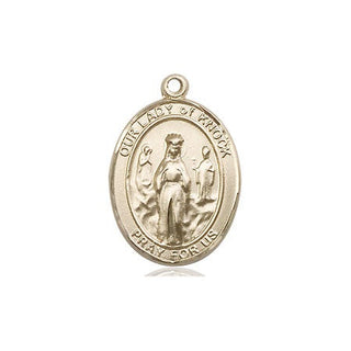 14kt Gold Our Lady of Knock Medal Engraved Catholic Saint Jewelry