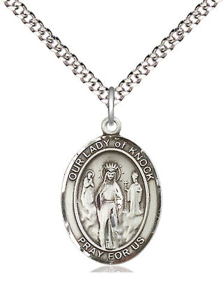 Pewter Our Lady of Knock Medal Religious Jewelry Engraved Catholic Saint Jewelry