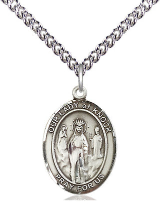 Sterling Silver Our Lady of Knock Medal Religious Jewelry Engraved Catholic Saint Jewelry