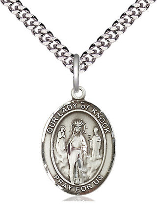 Sterling Silver Our Lady of Knock Medal Religious Jewelry Engraved Catholic Saint Jewelry