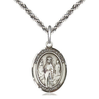Sterling Silver Our Lady of Knock Medal Religious Jewelry Engraved Catholic Saint Jewelry