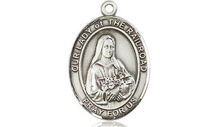 Pewter Our Lady of the Railroad Medal Engraved Catholic Saint Jewelry