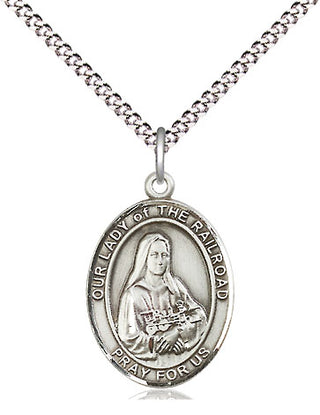 Pewter Our Lady of the Railroad Medal Religious Jewelry Engraved Catholic Saint Jewelry