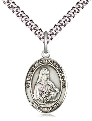 Pewter Our Lady of the Railroad Medal Religious Jewelry Engraved Catholic Saint Jewelry