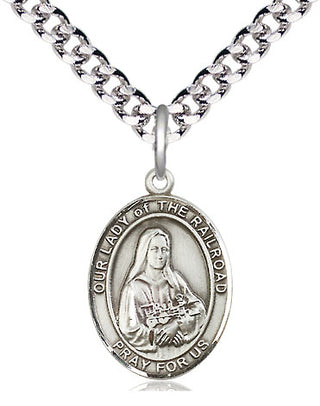 Pewter Our Lady of the Railroad Medal Religious Jewelry Engraved Catholic Saint Jewelry