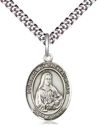 Pewter Our Lady of the Railroad Medal Religious Jewelry Engraved Catholic Saint Jewelry