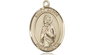 14kt Gold Filled Saint Alice Medal Engraved Catholic Saint Jewelry