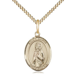 14kt Gold Filled Saint Alice Medal Religious Jewelry Engraved Catholic Saint Jewelry