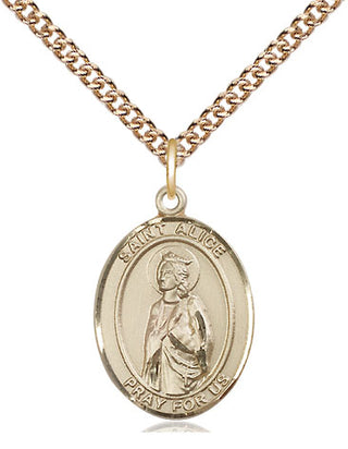 14kt Gold Filled Saint Alice Medal Religious Jewelry Engraved Catholic Saint Jewelry