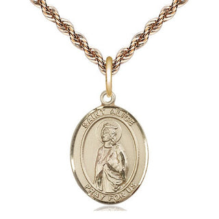14kt Gold Filled Saint Alice Medal Religious Jewelry Engraved Catholic Saint Jewelry