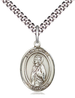 Pewter Saint Alice Medal Religious Jewelry Engraved Catholic Saint Jewelry