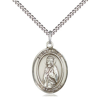 Sterling Silver Saint Alice Medal Religious Jewelry Engraved Catholic Saint Jewelry
