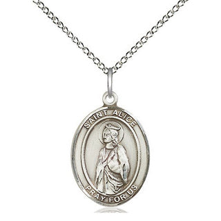 Sterling Silver Saint Alice Medal Religious Jewelry Engraved Catholic Saint Jewelry