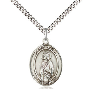 Sterling Silver Saint Alice Medal Religious Jewelry Engraved Catholic Saint Jewelry