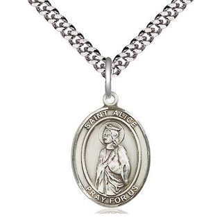Sterling Silver Saint Alice Medal Religious Jewelry Engraved Catholic Saint Jewelry