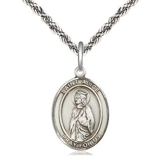Sterling Silver Saint Alice Medal Religious Jewelry Engraved Catholic Saint Jewelry