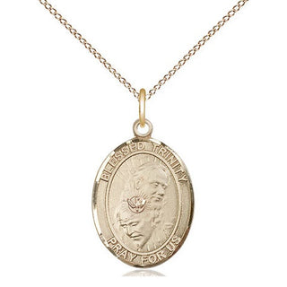 14kt Gold Filled Blessed Trinity Medal Religious Jewelry Engraved Catholic Saint Jewelry
