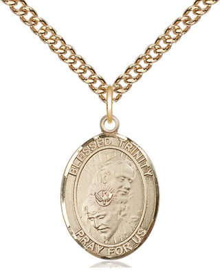 14kt Gold Filled Blessed Trinity Medal Religious Jewelry Engraved Catholic Saint Jewelry