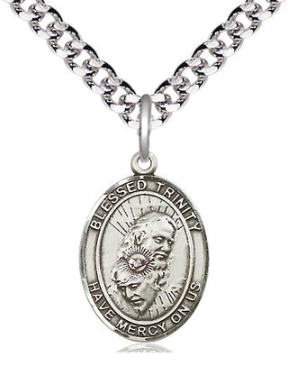 Pewter Blessed Trinity Medal Religious Jewelry Engraved Catholic Saint Jewelry