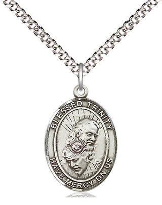 Pewter Blessed Trinity Medal Religious Jewelry Engraved Catholic Saint Jewelry