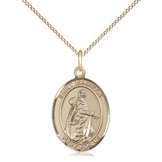 14kt Gold Saint Isabella of Portugal Medal Engraved Catholic Saint Jewelry