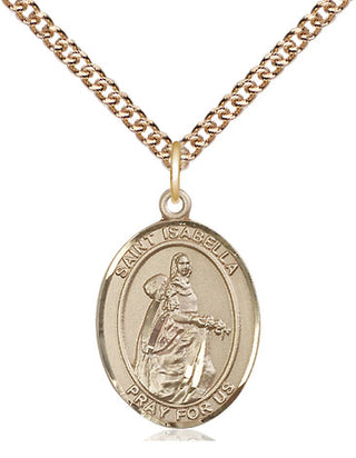 14kt Gold Saint Isabella of Portugal Medal Engraved Catholic Saint Jewelry
