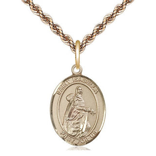 14kt Gold Saint Isabella of Portugal Medal Engraved Catholic Saint Jewelry