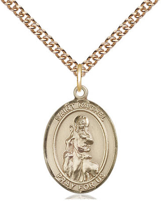 14kt Gold Saint Rachel Medal Engraved Catholic Saint Jewelry
