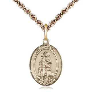 14kt Gold Saint Rachel Medal Engraved Catholic Saint Jewelry