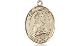 14kt Gold Filled Saint Victoria Medal Engraved Catholic Saint Jewelry