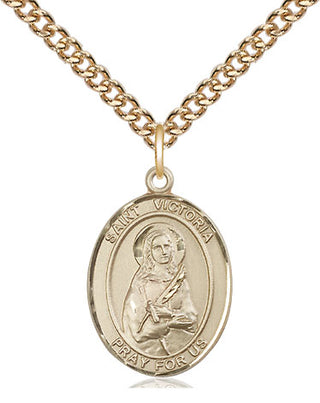 14kt Gold Filled Saint Victoria Medal Religious Jewelry Engraved Catholic Saint Jewelry