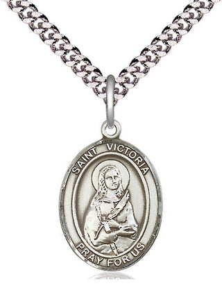 Pewter Saint Victoria Medal Religious Jewelry Engraved Catholic Saint Jewelry