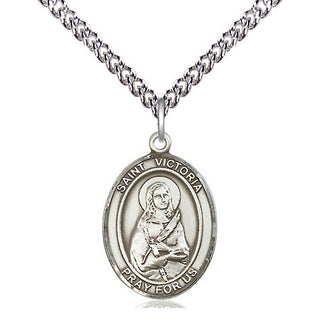 Sterling Silver Saint Victoria Medal Religious Jewelry Engraved Catholic Saint Jewelry