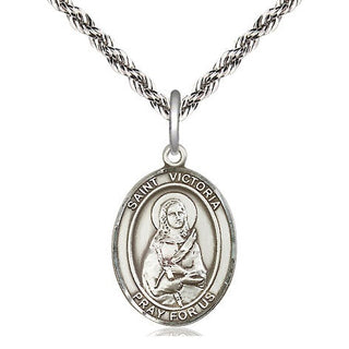 Sterling Silver Saint Victoria Medal Religious Jewelry Engraved Catholic Saint Jewelry