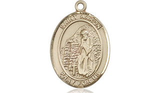 14kt Gold Filled Saint Aaron Medal Engraved Catholic Saint Jewelry