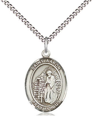Pewter Saint Aaron Medal Religious Jewelry Engraved Catholic Saint Jewelry