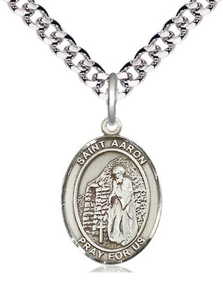 Pewter Saint Aaron Medal Religious Jewelry Engraved Catholic Saint Jewelry