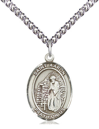 Sterling Silver Saint Aaron Medal Religious Jewelry Engraved Catholic Saint Jewelry