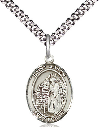 Sterling Silver Saint Aaron Medal Religious Jewelry Engraved Catholic Saint Jewelry