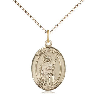 14kt Gold Filled Saint Grace Medal Religious Jewelry Engraved Catholic Saint Jewelry