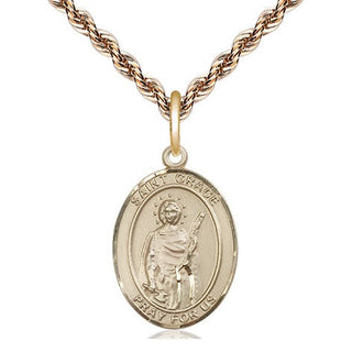 14kt Gold Filled Saint Grace Medal Religious Jewelry Engraved Catholic Saint Jewelry
