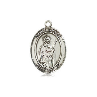 Sterling Silver Saint Grace Medal Religious Jewelry Engraved Catholic Saint Jewelry