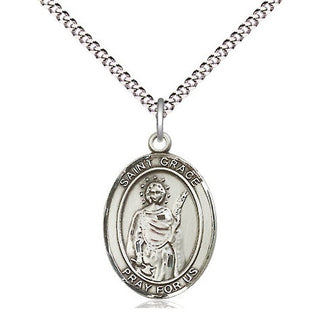 Sterling Silver Saint Grace Medal Religious Jewelry Engraved Catholic Saint Jewelry